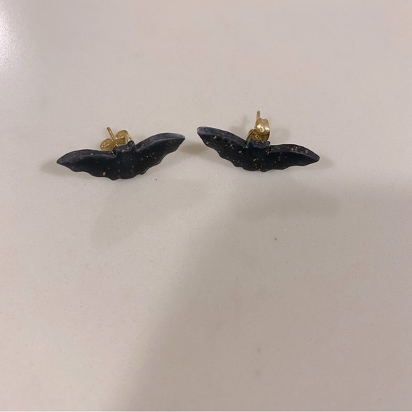Black Bat Stud Earrings, Never Worn - Picture 2 of 4